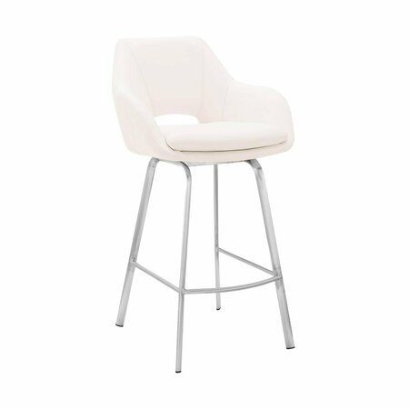 FIESTA 30 in. Faux Leather & Stainless Steel Bar Stool White FI3106505